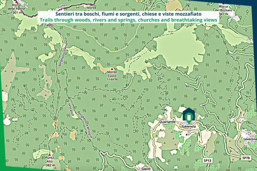 Map of walking trails around Gavenola